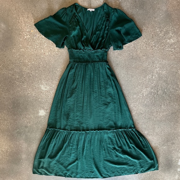 Baltic Born Emerald Green Flutter Sleeve Maxi Dress - Size Small - Picture 3 of 9